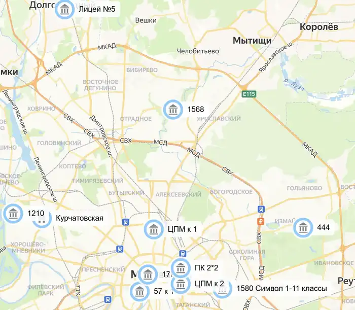 Лучшие школы на карте Москвы - Северо Восток